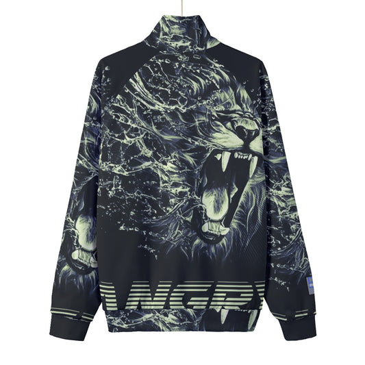 All-Over Print Unisex Stand Collar Black Lining Jacket