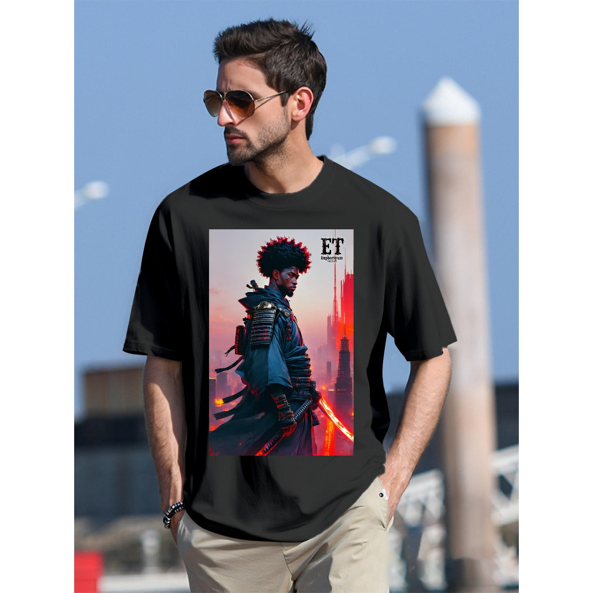 Euphoriyum Theory Men's Black Samurai T-Shirt | 100% Cotton | DTG Print
