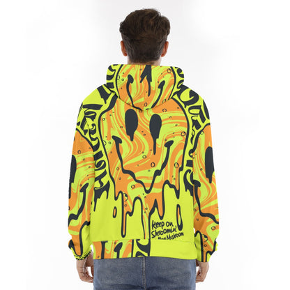 Euphoriyum Men's Smiley Face Hoodie with Double Zipper - Scuba Fabric