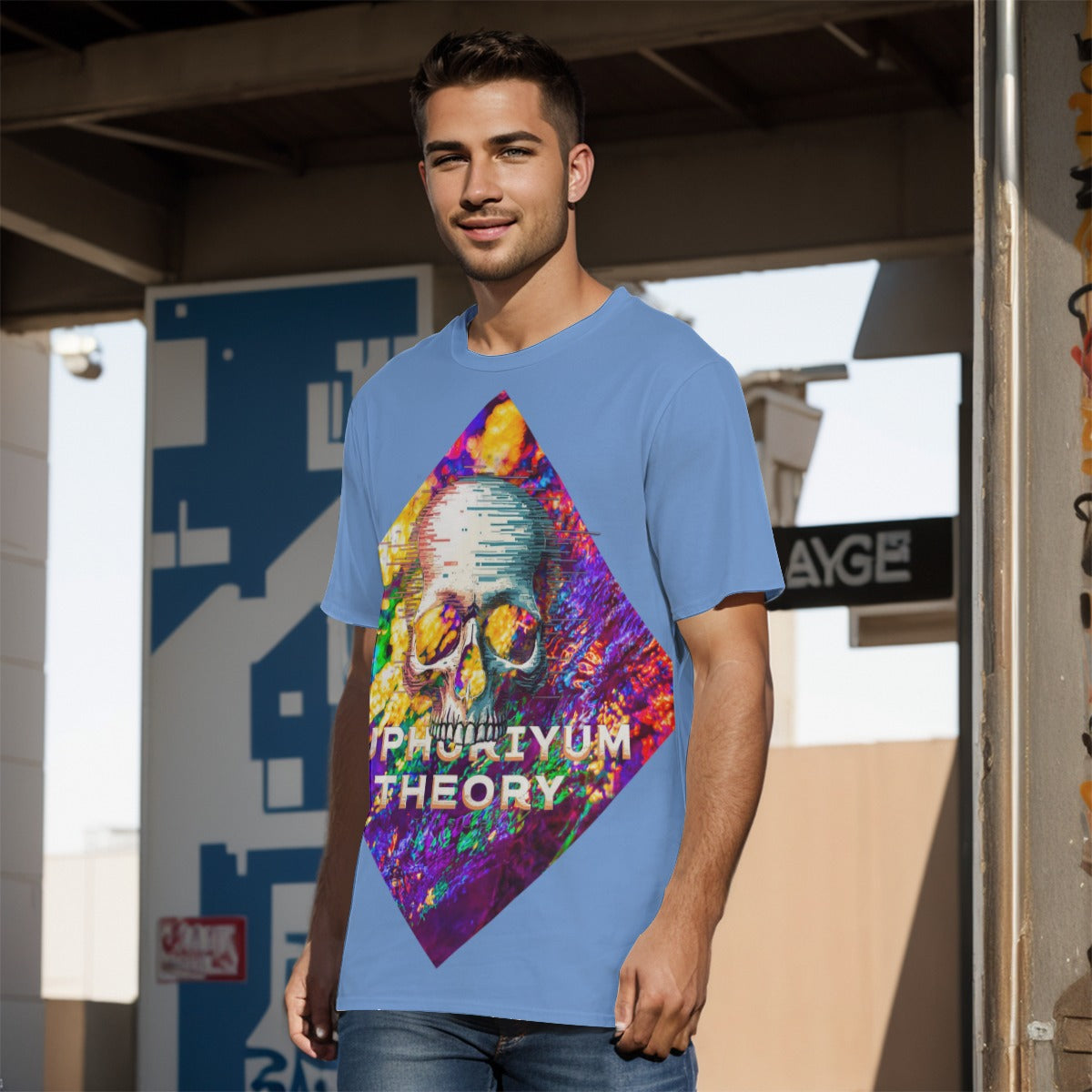 Euphoriyum Theory Men's Skull Print O-Neck T-Shirt | 100% Cotton, Regular Fit